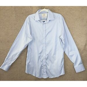 Hawes & Curtis Dress Shirt Mens 16.5 / 36 Blue Solid Extra Slim Fit 2 Ply Cotton